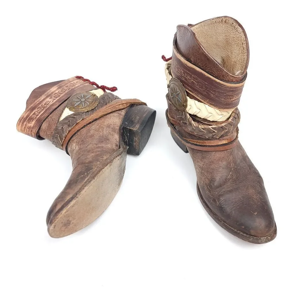 Freebird By Steven MZCAL Horse Girl Brown Leather Strap Ankle Buckle Booties 7
